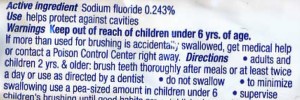 Crest Toothpast Warning Label